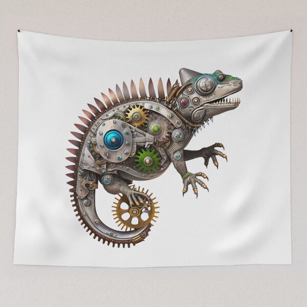 Item preview, Silver Bio-Mechanical Steampunk Chameleon  designed and sold by BoxOfGraphics.