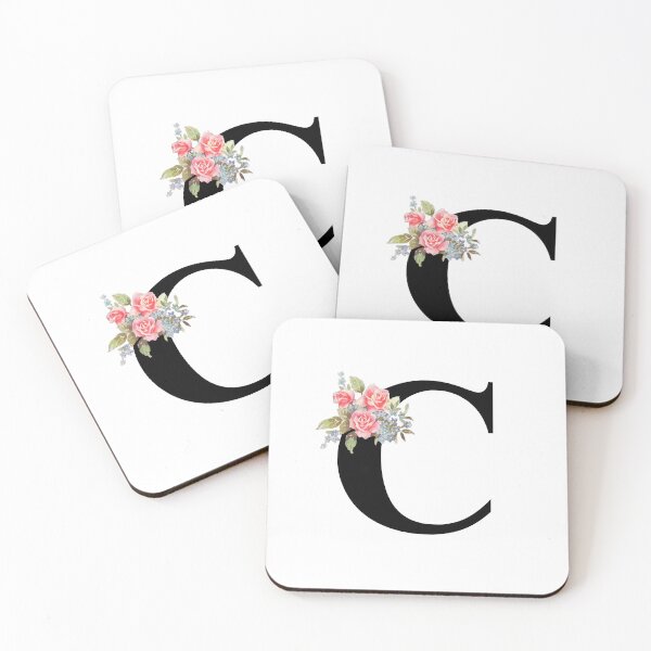 Item preview, Letter C Botanical Monogram Floral Pink Rose Flowers C Initial designed and sold by inspirationzgal.