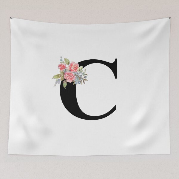 Item preview, Letter C Botanical Monogram Floral Pink Rose Flowers C Initial designed and sold by inspirationzgal.