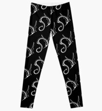 Curled Dragon - White on Black Leggings