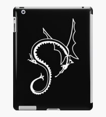 Curled Dragon - White on Black iPad Case/Skin