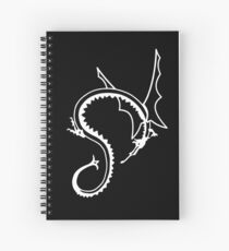 Curled Dragon - White on Black Spiral Notebook