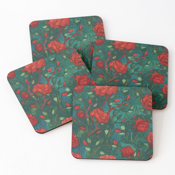 Item preview, Red roses in the style of van gogh pattern designed and sold by Kenneth Heiss.