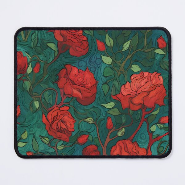 Item preview, Red roses in the style of van gogh pattern designed and sold by Kenneth Heiss.
