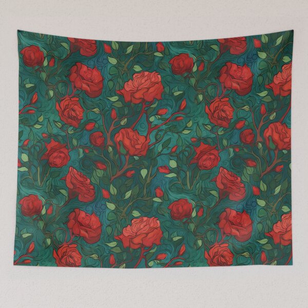 Item preview, Red roses in the style of van gogh pattern designed and sold by Kenneth Heiss.