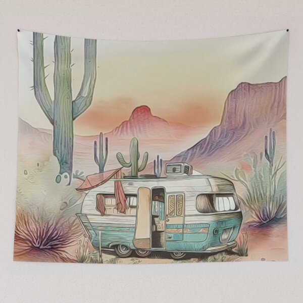 Item preview, Vintage Southwest Desert Landscape Painting designed and sold by HappyLifeCreate.
