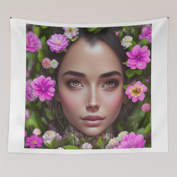 Item preview, face between flowers designed and sold by ViktorVigo.
