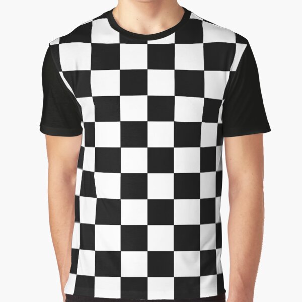 Checkered Black and White Graphic T-Shirt