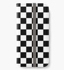 Kariertes Schwarz und Weiß iPhone Flip-Case/Hülle/Klebefolie