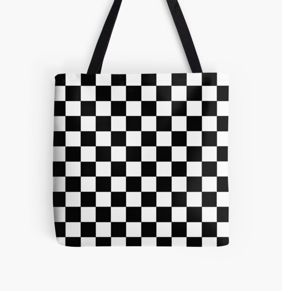 Black & Gray Checkered Square Buffalo Plaid Tote Bag