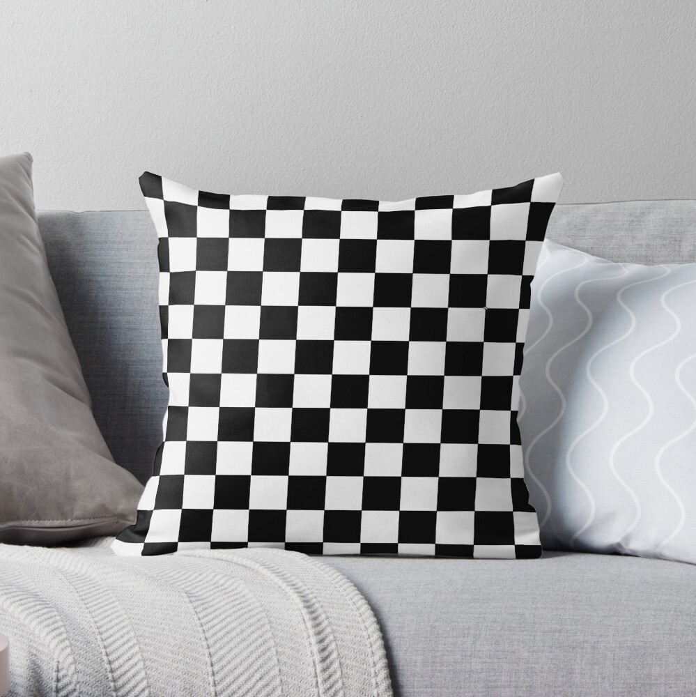 Checkered Black and White Throw Pillow