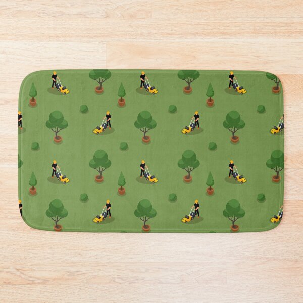 Item preview, Isometric seamless pattern with a lawn care workers designed and sold by Familyshmot.