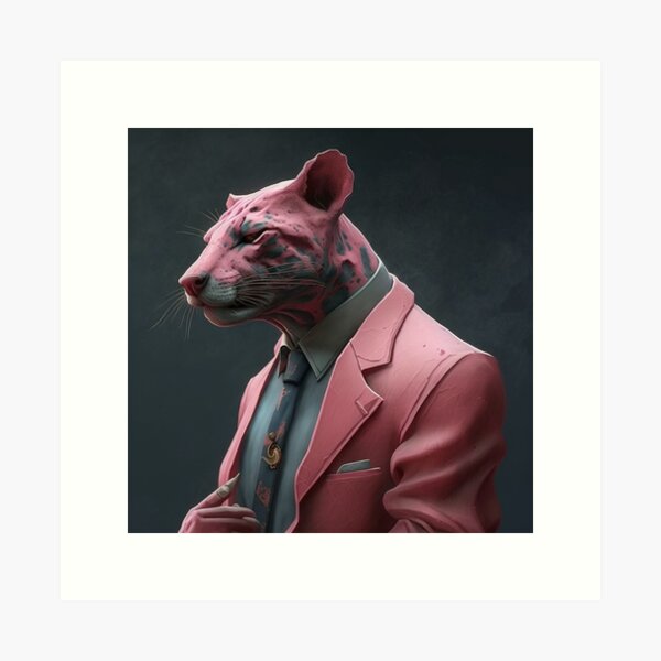 the pink business panther Art Print by nourbook