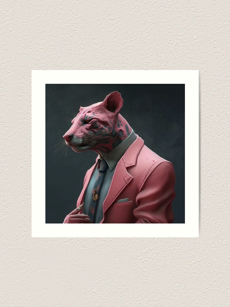 the pink business panther Art Print by nourbook