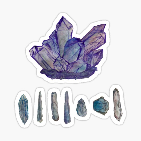 Crystal watercolour stickers - decorative stickers, blue purple crysta –  Paper Pastries