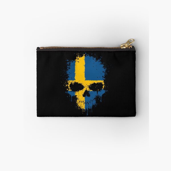 Item preview, Chaotic Swedish Flag Splatter Skull designed and sold by JeffBartels.