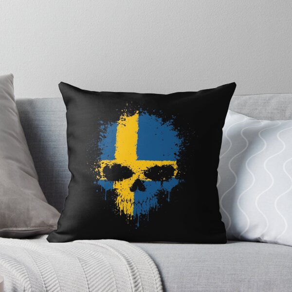 Item preview, Chaotic Swedish Flag Splatter Skull designed and sold by JeffBartels.