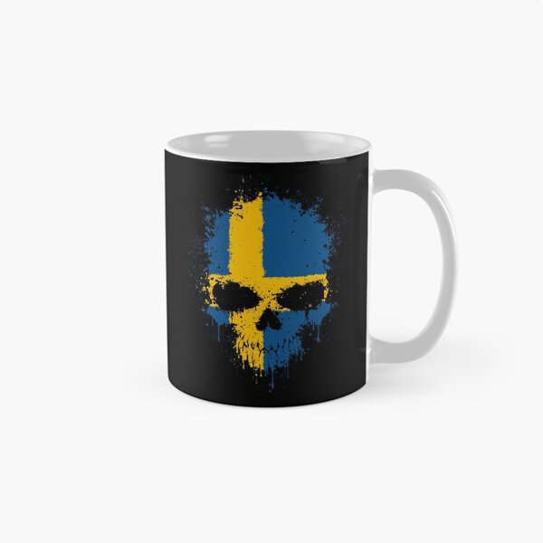 Item preview, Chaotic Swedish Flag Splatter Skull designed and sold by JeffBartels.