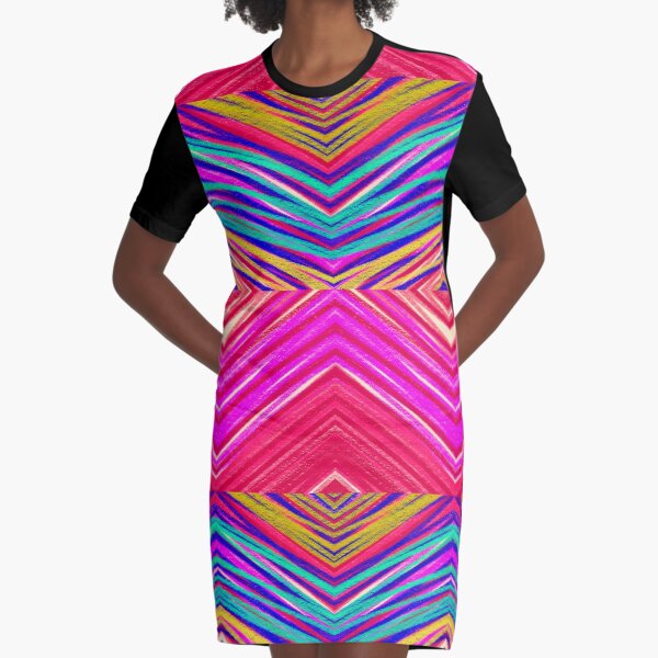 Psychedelic Rainbow Graphic T-Shirt Dress