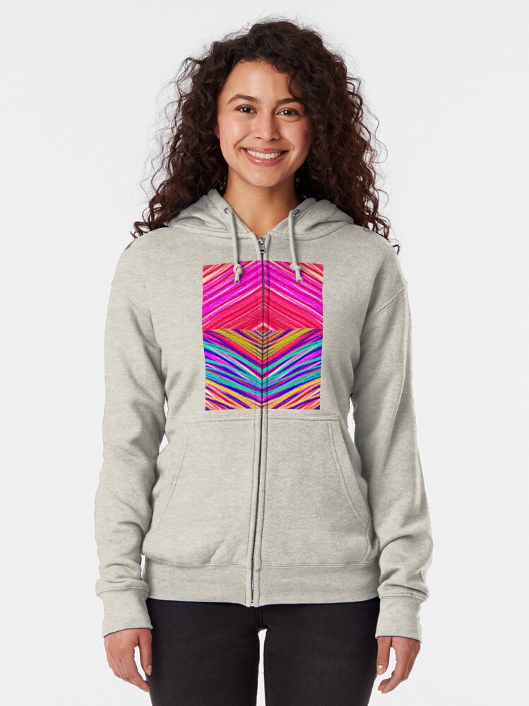 Alternate view of Psychedelic Rainbow Zipped Hoodie