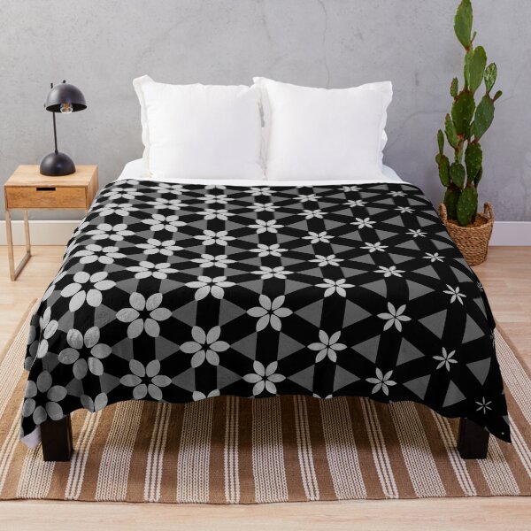 Item preview, Black and White Flowers Into Triangles Digital Pattern designed and sold by WoollyOrbit2000.