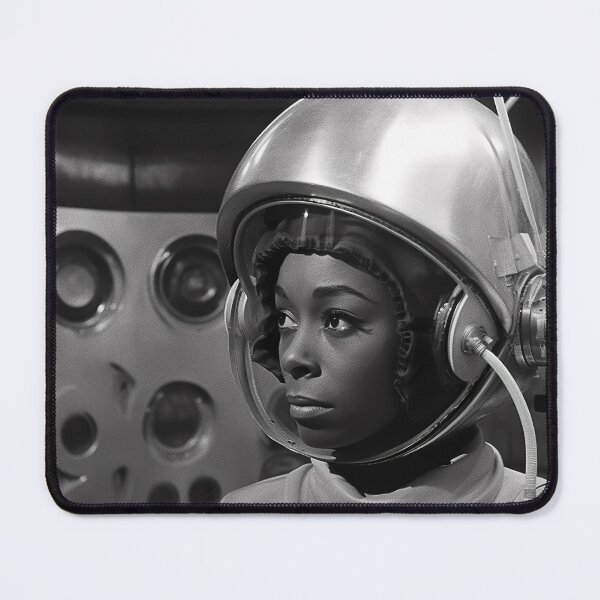 Item preview, Retro Futuristic Space Age Black Woman in spacesuit  designed and sold by FuturistMe.