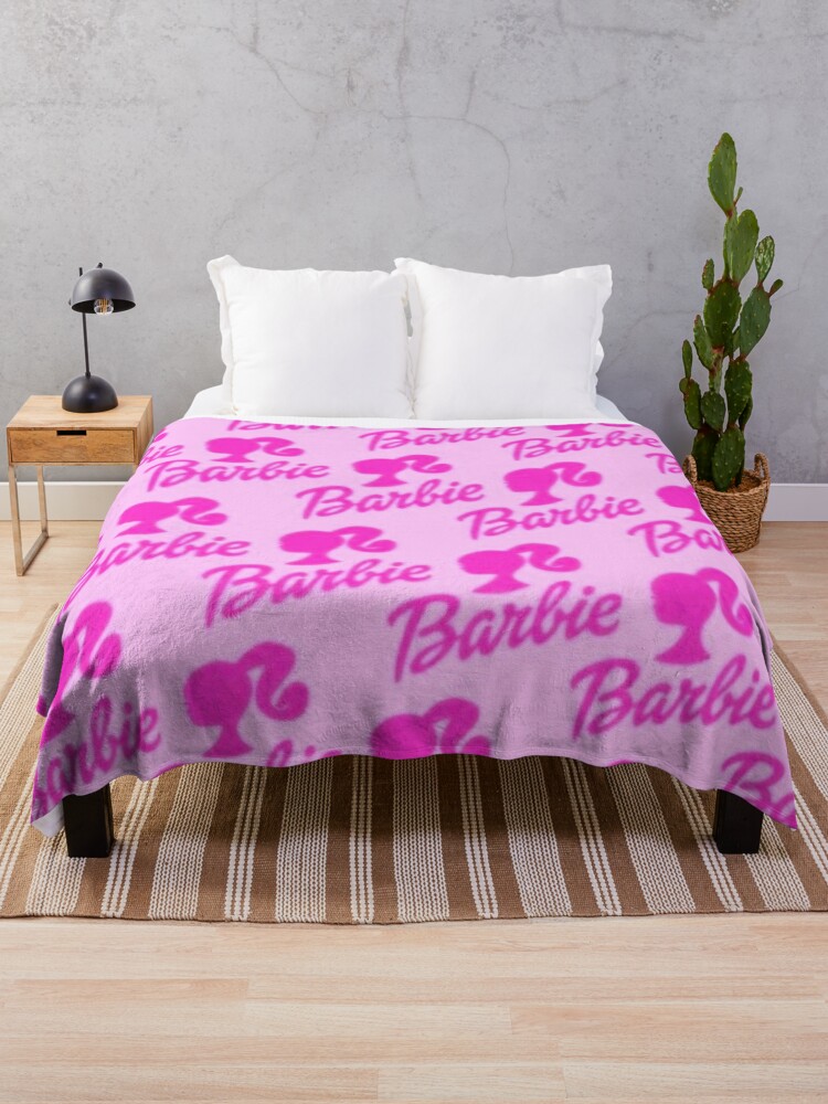 Mattel Barbie Logo On Repeat Soft Cuddly Plush Fleece Throw Blanket Wall  Scroll 