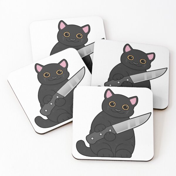 Item preview, Halloween Black Cat with Knife designed and sold by Mossysplashart.