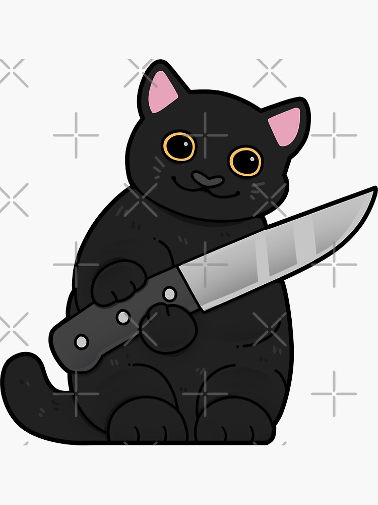 Funny Black Cat WHAT? - Murderous Cat Holding Knife Coasters (Set of 4)  for Sale by cxytees