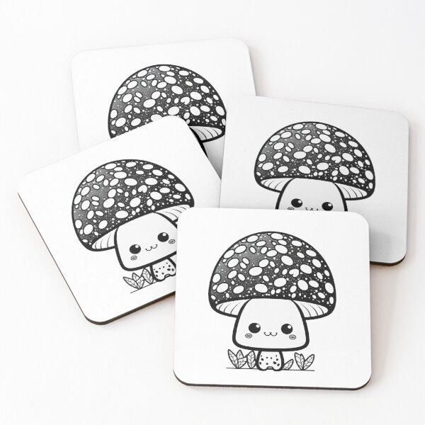 Item preview, Cute Button Shroom Mushroom Toadstool Black & White Sticker designed and sold by TVBArchive.