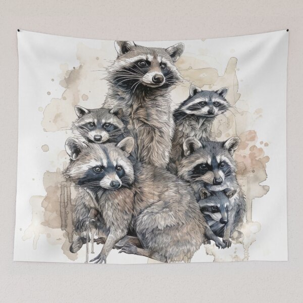Item preview, Watercolor Wash Raccoons designed and sold by Matt's Artificial Nature.
