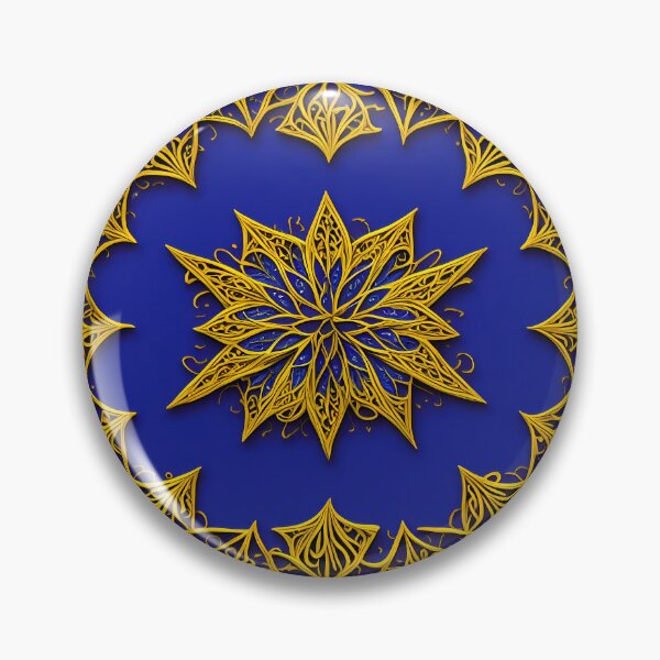 Item preview, Mandala Golden Flower On Blue Mandala Blue - Mandalas designed and sold by internlvisions.