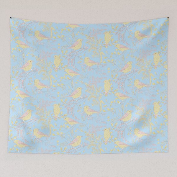 Item preview, pink and yellow birds designed and sold by Papergrape.