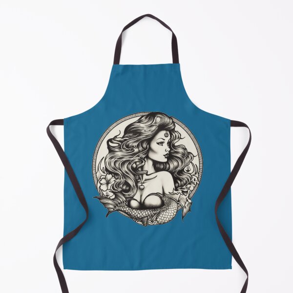 Item preview, Sailor Jerry Inspired Mermaid Tattoo Design - Black and White designed and sold by MerikDigital.