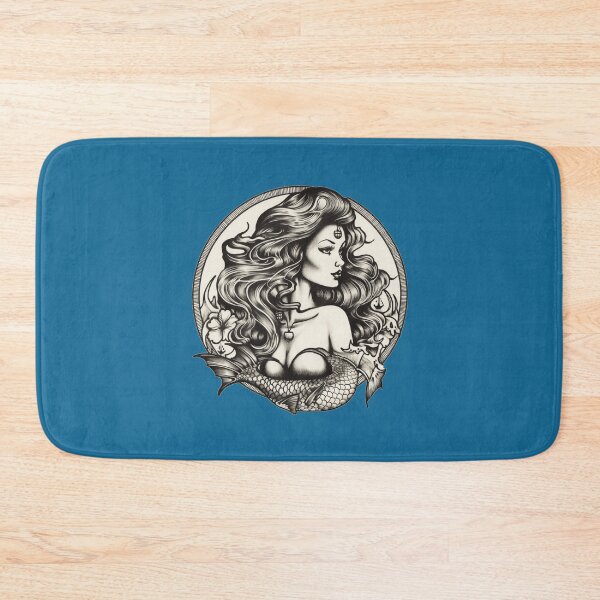 Item preview,  Sailor Jerry Inspired Mermaid Tattoo Design - Black and White designed and sold by MerikDigital.