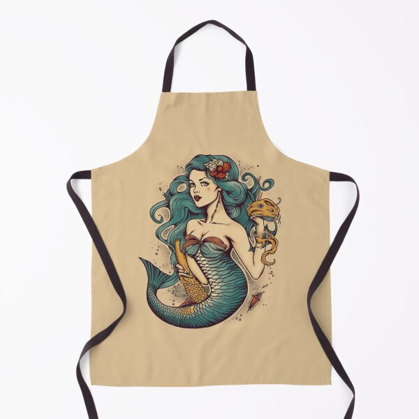 Item preview, Sailor Jerry Inspired Mermaid Tattoo Design designed and sold by MerikDigital.