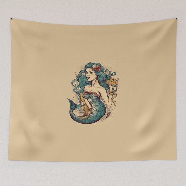 Item preview, Sailor Jerry Inspired Mermaid Tattoo Design  designed and sold by MerikDigital.