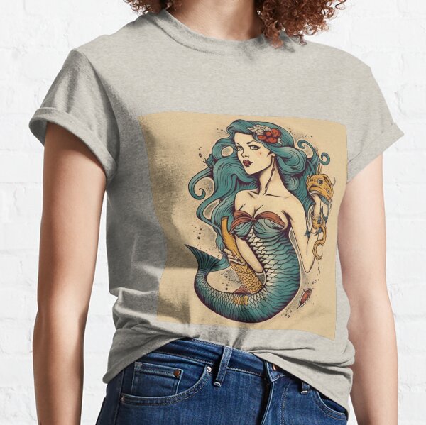Item preview, Sailor Jerry Inspired Mermaid Tattoo Design  designed and sold by MerikDigital.