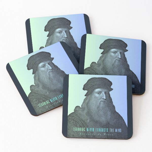 Item preview, Leonardo da Vinci portrait and  quote: Learning Never Exhausts the Mind designed and sold by artbleed.