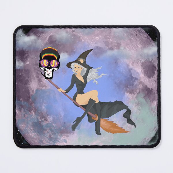 Item preview, Hippie Cat and witch fly across the moon designed and sold by Dragonheart401.