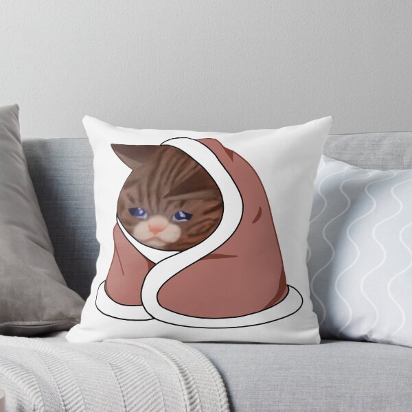 Item preview, Crying cat meme painting | Cat in a blanket | Cozy Cat Painting | Meme Cat Art designed and sold by CloudAndStar.