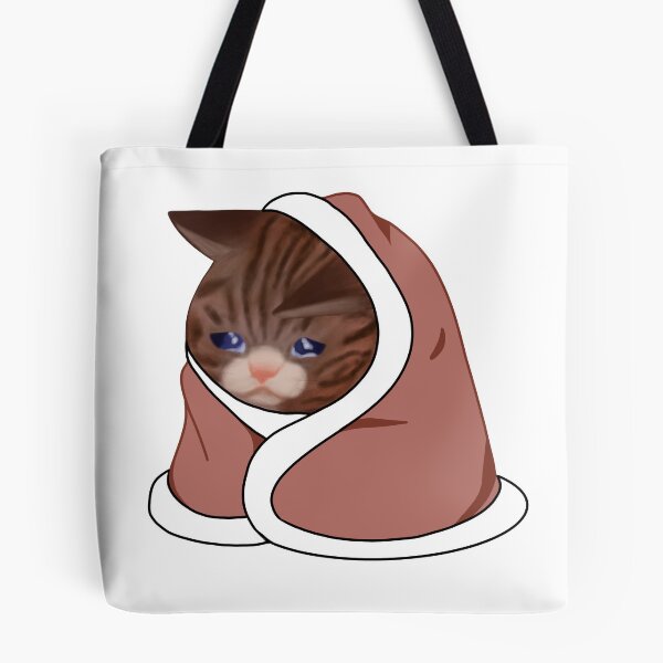 Item preview, Crying cat meme painting | Cat in a blanket | Cozy Cat Painting | Meme Cat Art designed and sold by CloudAndStar.