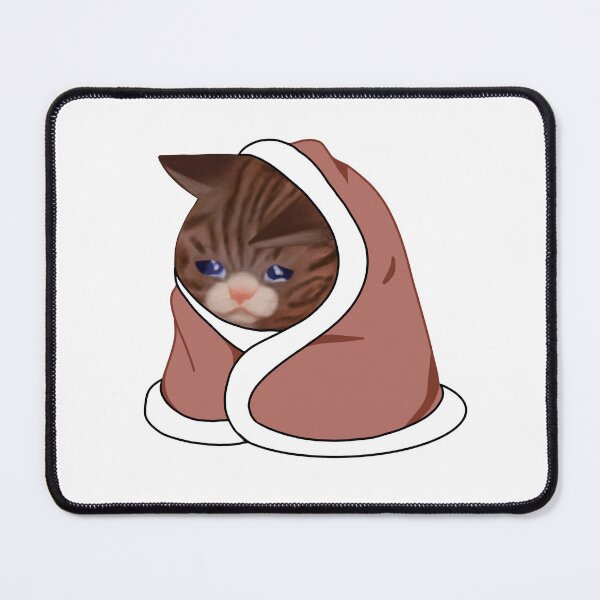 Item preview, Crying cat meme painting | Cat in a blanket | Cozy Cat Painting | Meme Cat Art designed and sold by CloudAndStar.