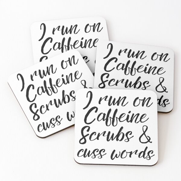 Item preview, I run on caffeine scrubs & cuss words  designed and sold by Adorable Designs.