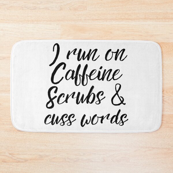Item preview, I run on caffeine scrubs & cuss words  designed and sold by Adorable Designs.