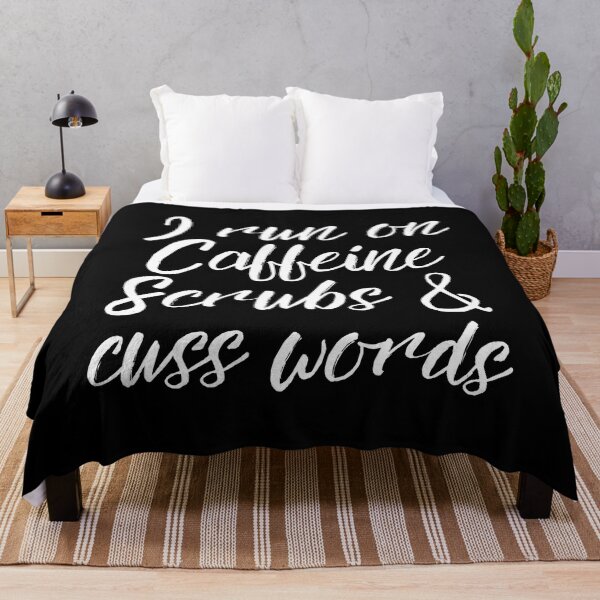 Item preview, I run on caffeine scrubs & cuss words  designed and sold by Adorable Designs.