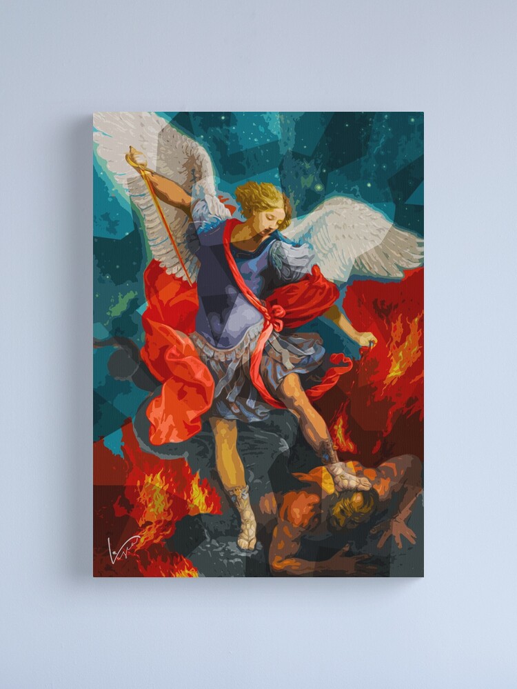 Thumbnail 2 of 3, Canvas Print, Gabriel vs Devil designed and sold by LiscaGraphicArt.