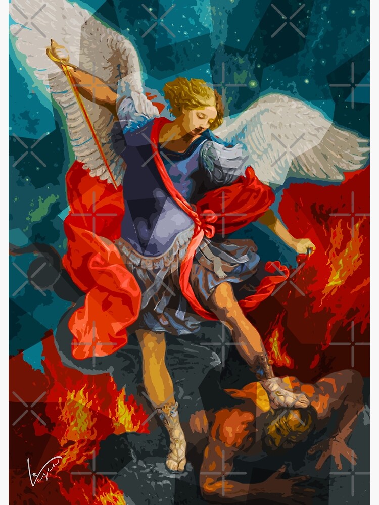 Thumbnail 3 of 3, Canvas Print, Gabriel vs Devil designed and sold by LiscaGraphicArt.