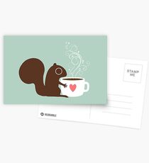 Squirrel Loves Coffee Postcards