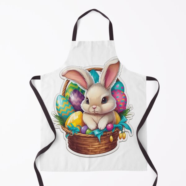 Item preview, White Easter Bunny Sticker, Wicker Basket, Easter Eggs designed and sold by Art.Fusion.Studio.